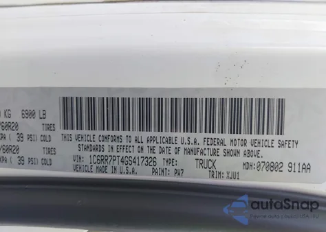 2016 Ram 1500 Longhorn z USA, uszkodzony, nr VIN 1C6RR7PT4GS417326